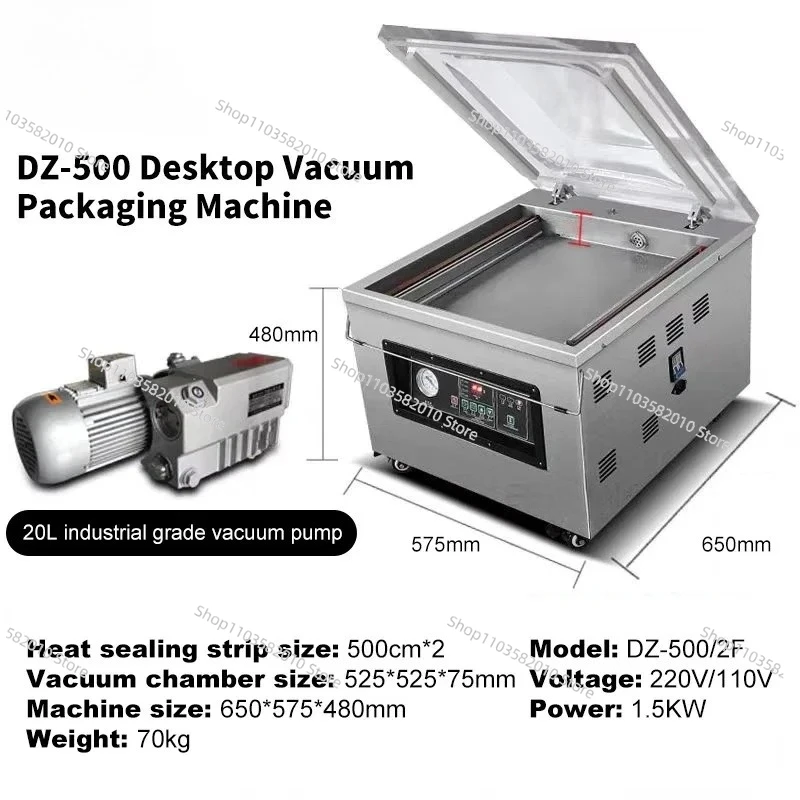 DZ500 Automatic Desktop Vacuum Sealer, 110/220V High Quality for Bean Fish Meat Chicken