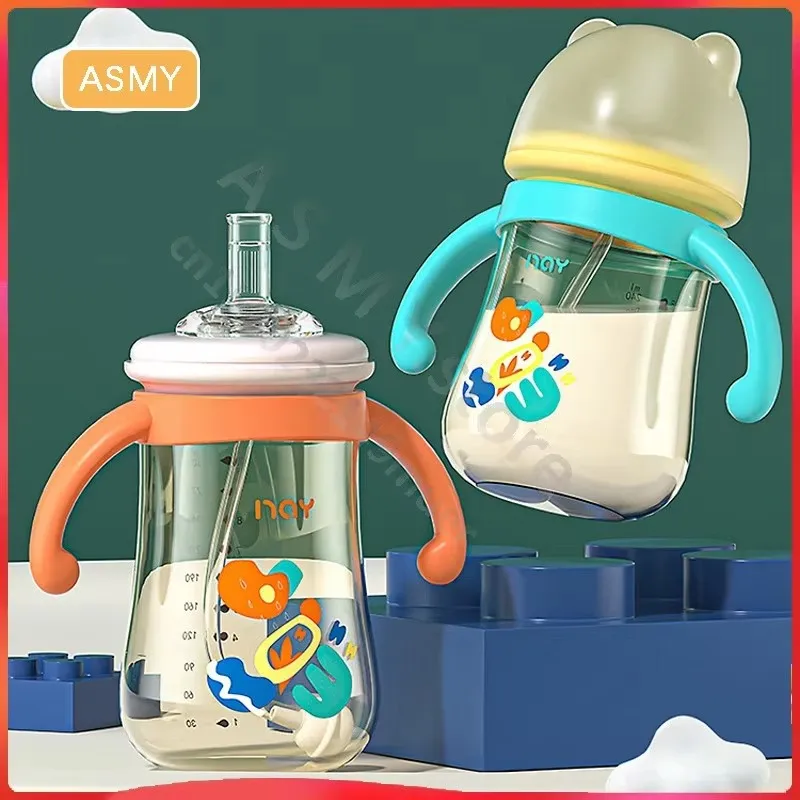 Anti-flatulence bottle/children's straw cup/newborn baby bottle/infant learning drinking cup/240/300ML Three uses for one bottle