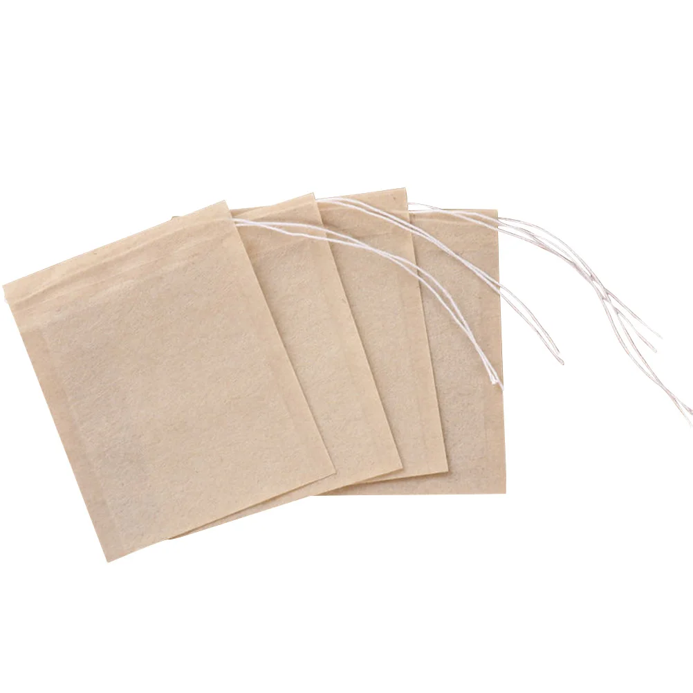 

200pcs Filter Paper Tea Bags Natural Wood Pulp Heat Resistant Disposable Drawstring Strainer Bags For Loose Leaf Coffee Herbal