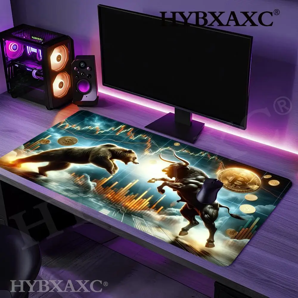 HYBXAXC Crypto Bear Bitcoin Gaming Mouse Pad Large deskmat Water-Resistant Non-Slip Rubber Base Desk Mat Stitched Edges mousepad