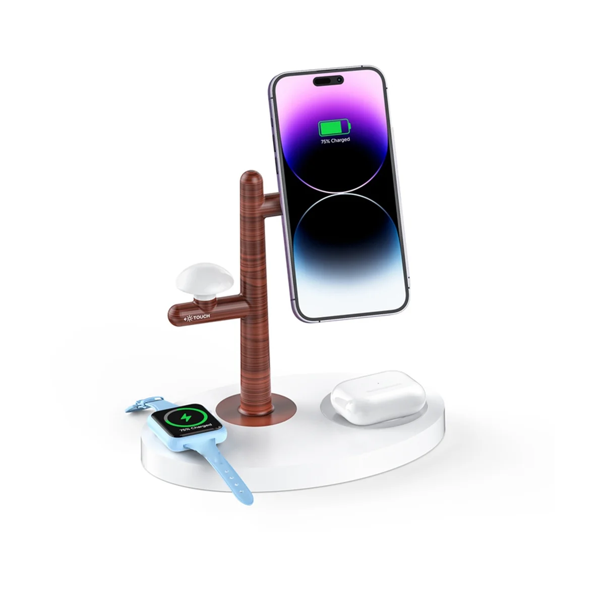 เครื่องชาร์จไร้สาย 3 in 1 Magnetic Wireless Charger ขาตั้งไฟ LED แท่นชาร์จอย่างรวดเร็วสําหรับ S8 สําหรับ - สีดํา