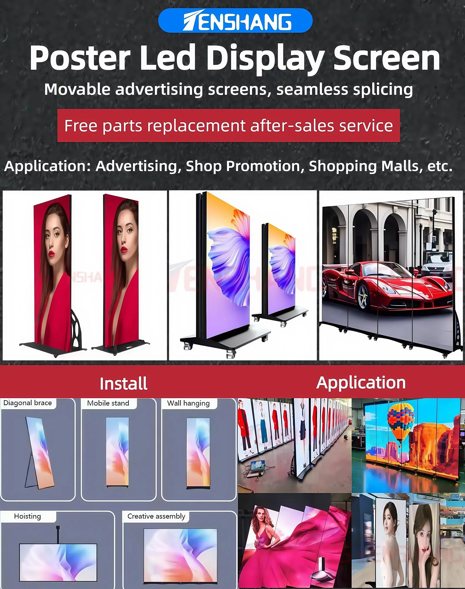 ملصق LED رقمي عالي الدقة داخلي يتم التحكم فيه بالواي فاي P1.8 P2 P2.5 P3 ملصق LED قائم على الأرض شاشة فيديو للإعلان عن المصعد #3