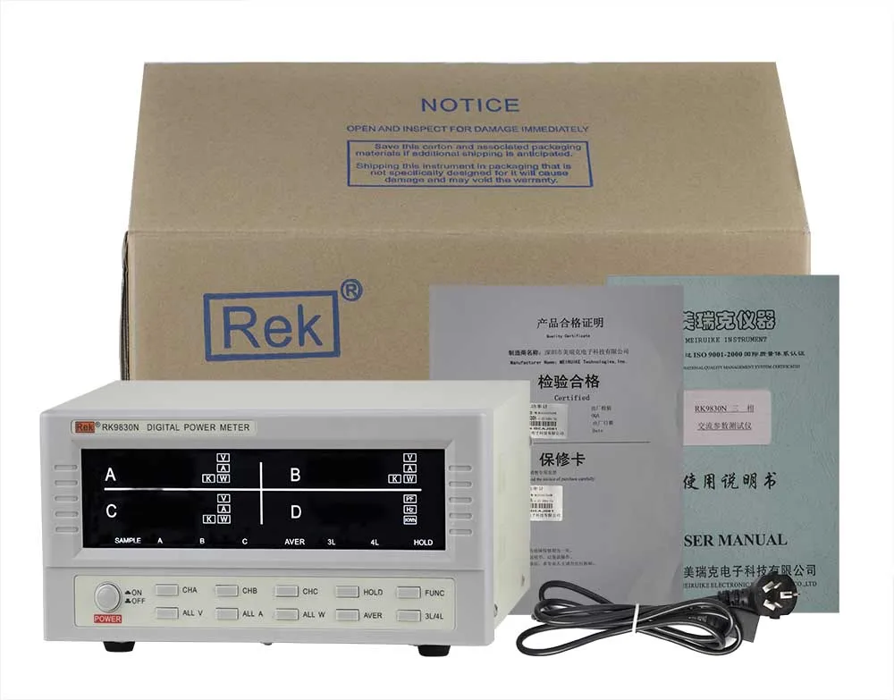 Rek rk9830n digitaler dreiphasiger Leistungs messer 0-600v 0-40a