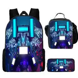 3Pcs Set Skibidi Toilet School Backpack with Lunch Bags ,Pencil Case,Light Weight and Durable Children Backpack Picnicpack