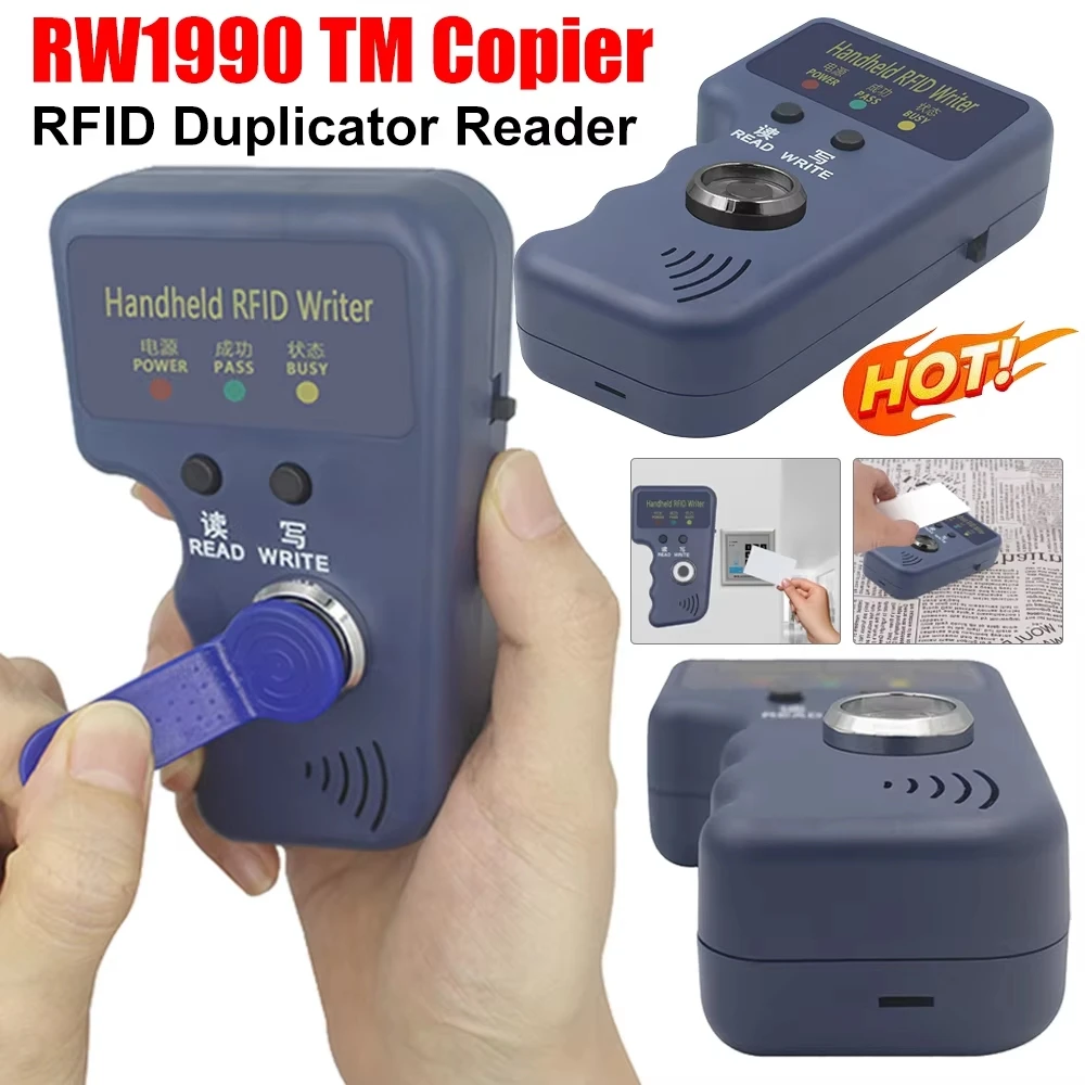 TM RW1990 Writer Copier Duplicator Reader TM1990 ibutton DS-1990A I-Button Handheld 125KHz T5577 EM4305 EM4100 RFID Tag Card