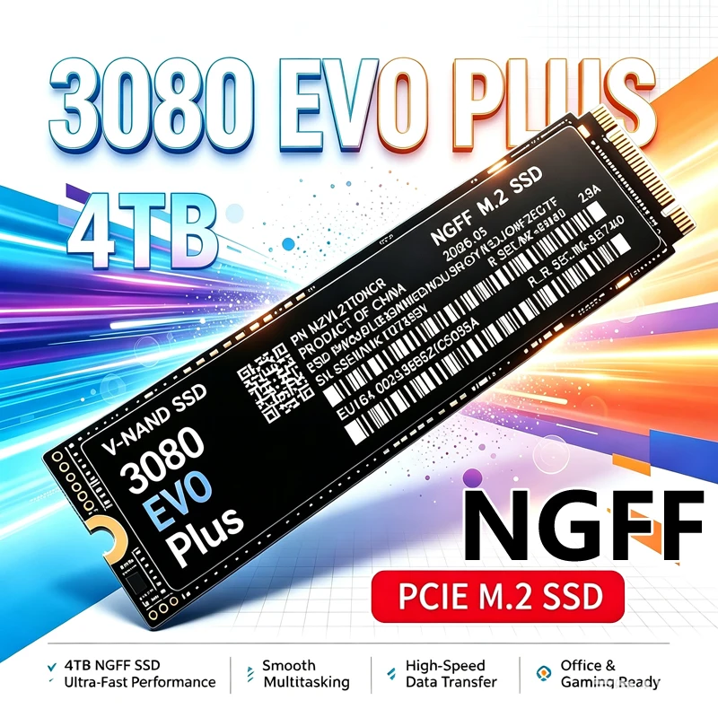 SSD M.2 NGFF 3080 EVO PLUS, 550 MB/s, PCIe 4.0, SSD interno 2280, 500 GB/1 TB/2 TB/4 TB, armazenamento de alta velocidade para portátil e computador de secretária.