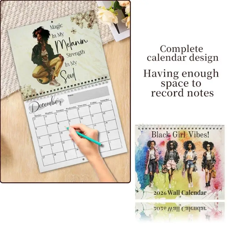 Y1UB Empowering Black Women Desk Calendar Writing Pad 2026 Wall Mounted Calendar Daily Planner 8.5x3Inch For Daily Planning