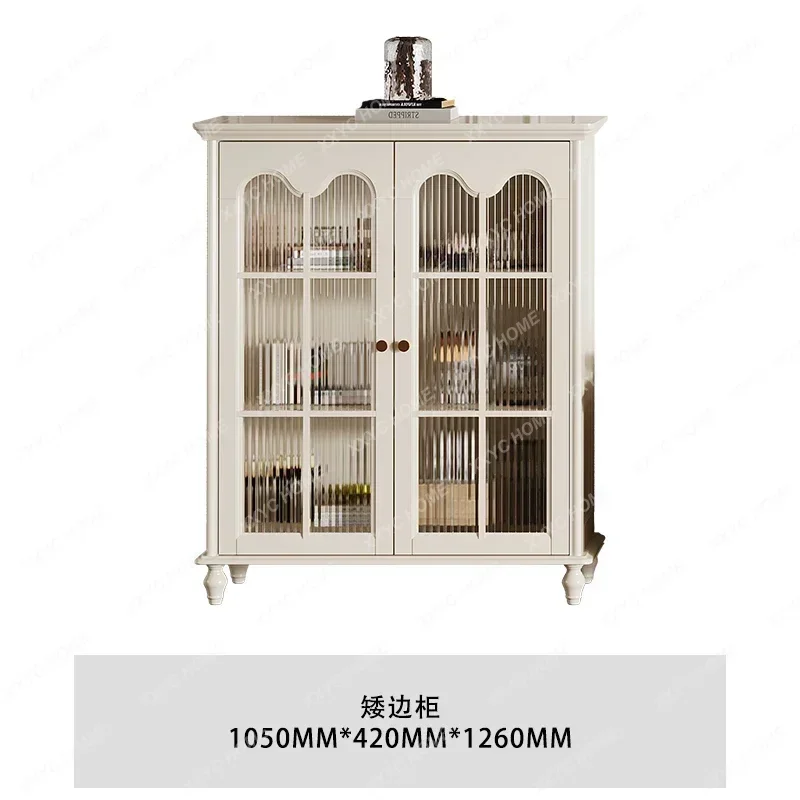 HHHot sales  solid wood wine cabinet glass door TV cabinet next to storage side cabinet living room cream wind