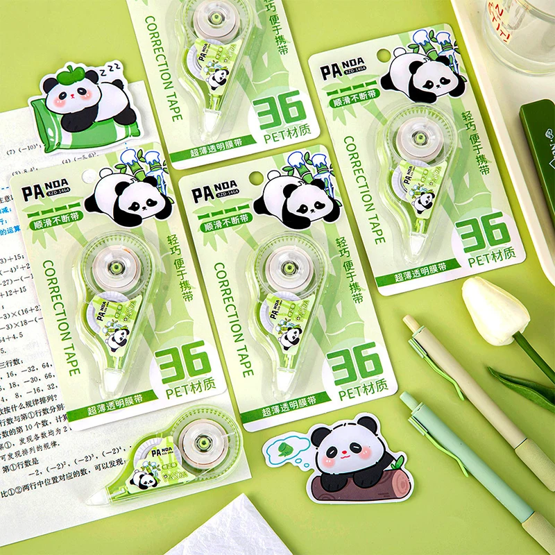 Cute Cartoon Panda Fitas Corretas, Criativo, Grande Capacidade, Fita Corretiva, Material de Escritório Escolar, Fitas Portáteis