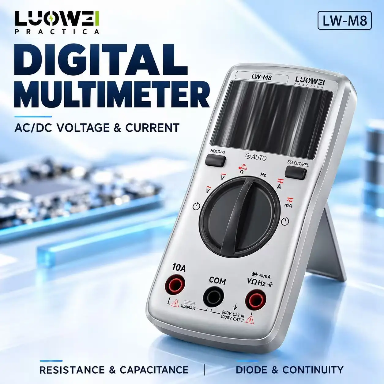 LUOWEI LW-M8 Digital Multimeter Voltage Current Resistance Capacitance Frequency Tester with Data Hold for Phone PCB Repair Tool