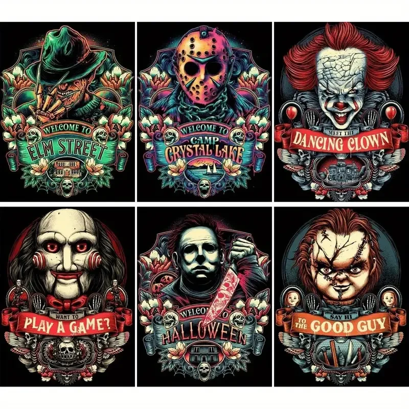 

Набор алмазной живописи из 6 предметов, 5D набор алмазной ручной живописи «сделай сам», узор ужасов, художественный домашний подарок, полная алмазная фреска «сделай сам», Rouen