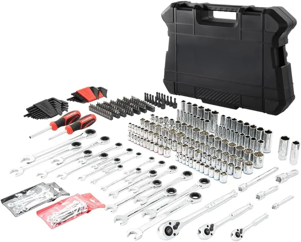 303-Piece Mechanics Tool Set, Professional, SAE/Metric,Premium chrome vanadium steel for better strength,corrosion protection