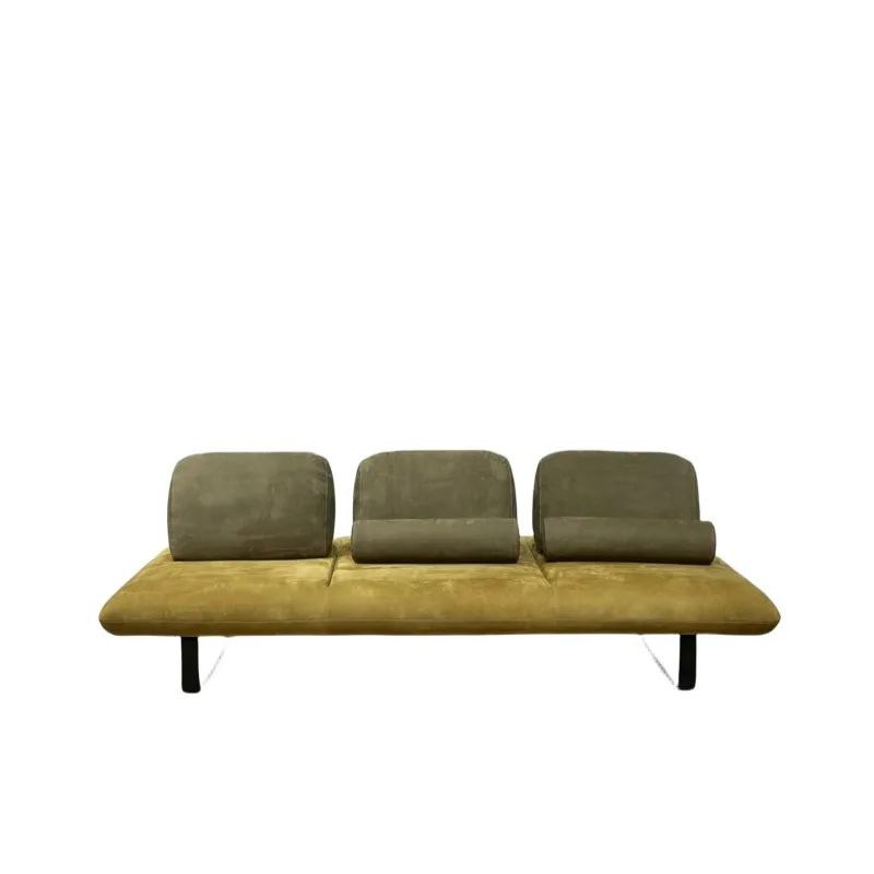 Straight row three-person mobile backrest sofa Prado orange frosted fleece