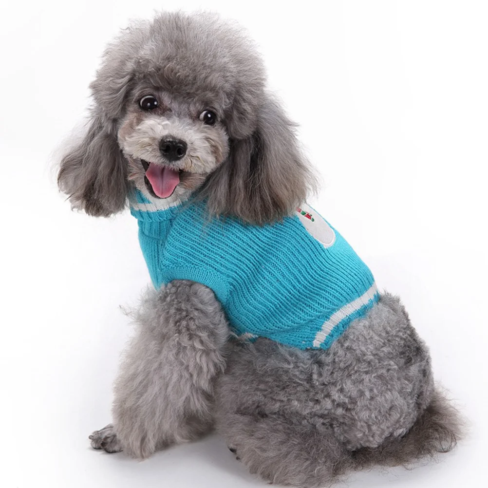 

1Pcs Blue Dog Sweater Christmas Snowman Acrylic Pet Clothes Warm Winter Costume Size Xxs Fashionable Party Outfit Comfortable