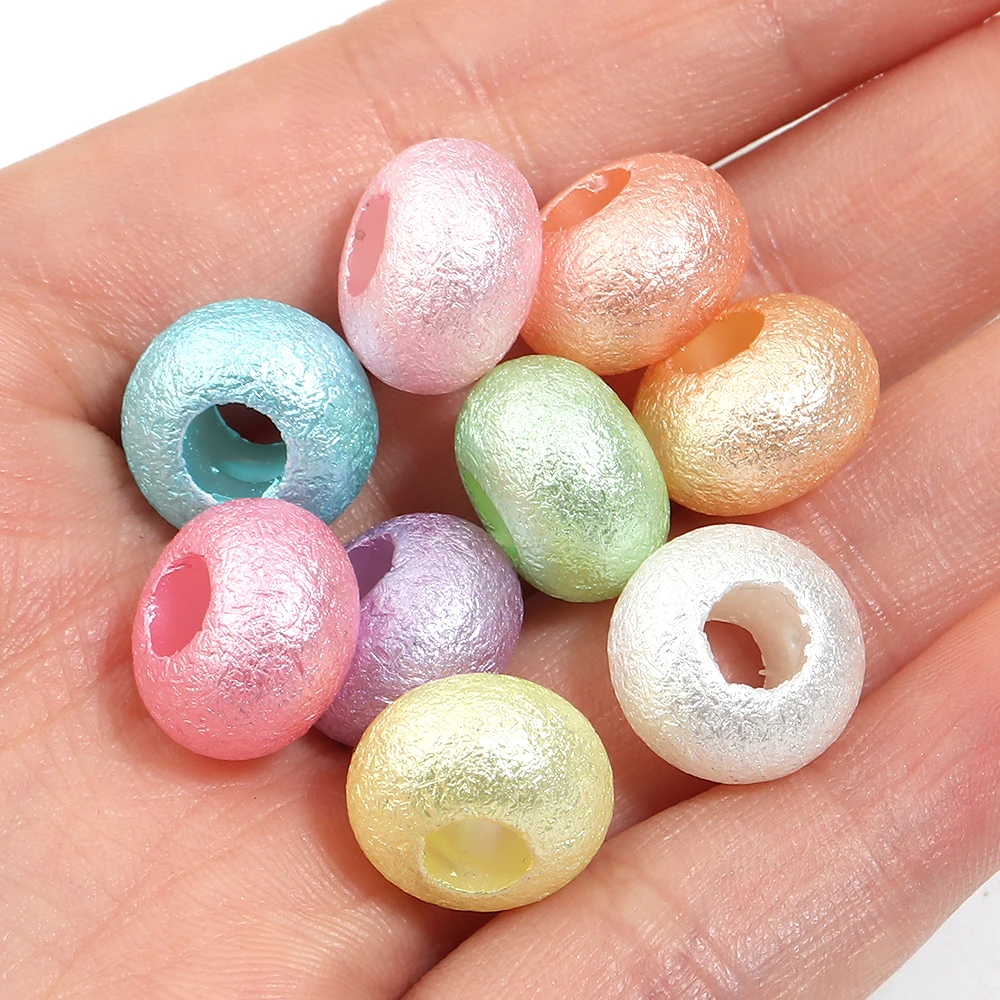 30pcs 14x8.8mm Multicolor Wrinkled Acrylic Abacus Beads Large Hole Loose Wheel Bead For DIY Jewelry Making Bracelet Accessories