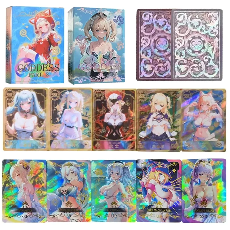 

55 PCS Card Goddess Story Part Holographic All Shiny Anime Sexy Swimwear Girl Collection Card Ayaka Genshin Impact Girl Gifts