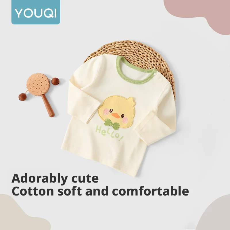 

【Youqi】Chinese Baby Tops for 0-2 Year Olds, Spring and Autumn Baby Sweatshirts, Long-Sleeved Tops, Cute Base Shirts for Infants, Early Autumn