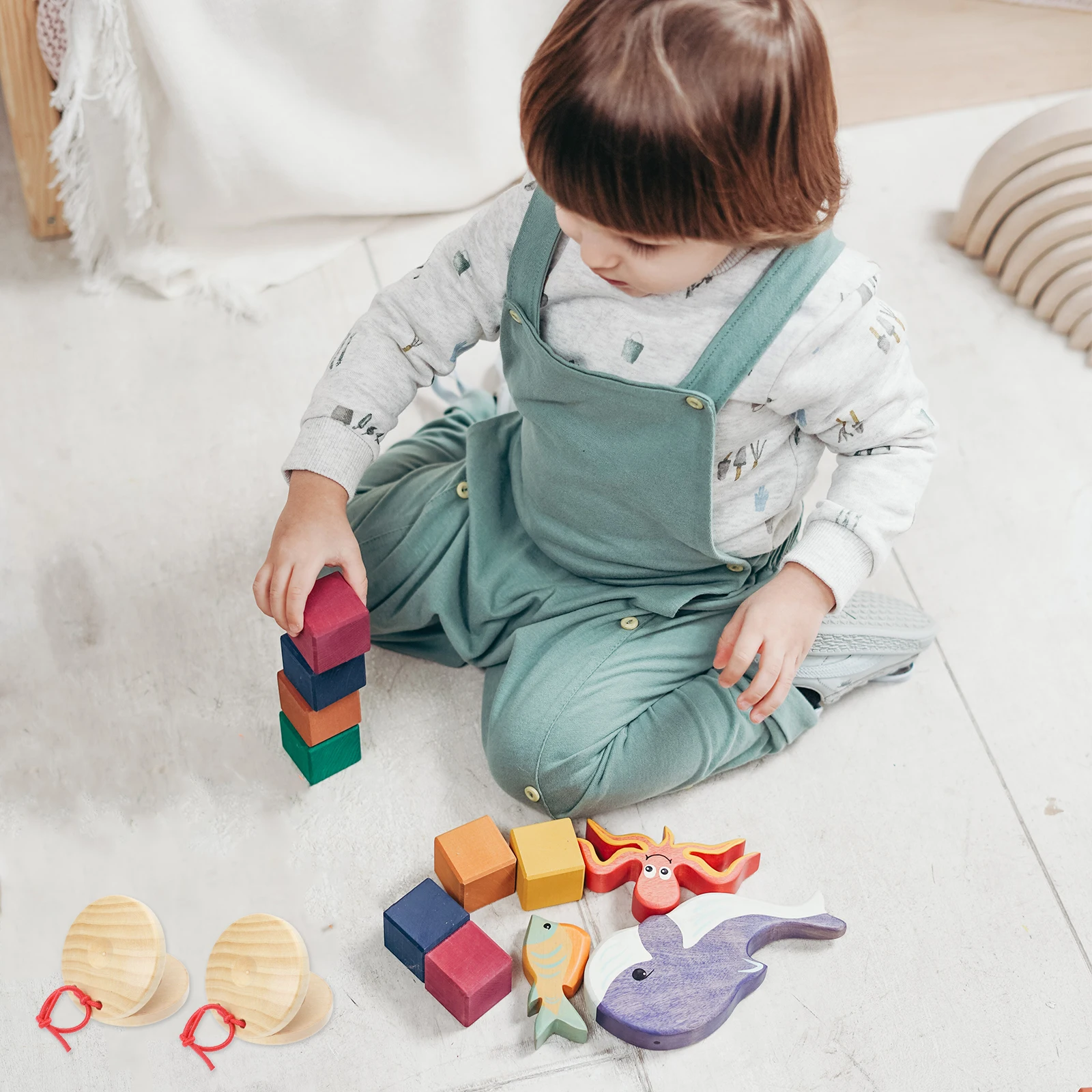 

4pcs Orff Castanets For Kids Wooden Percussion Instruments Musical Rhythm Learning Tool Educational Music Plaything Christmas