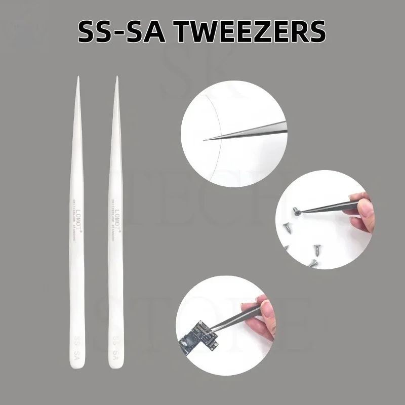 Non-Magnetic Stainless Steel Short Pointed SS-SA Long Pointed Repair Clip  Super Precision High Exatitude Exceed Hard Tweezers