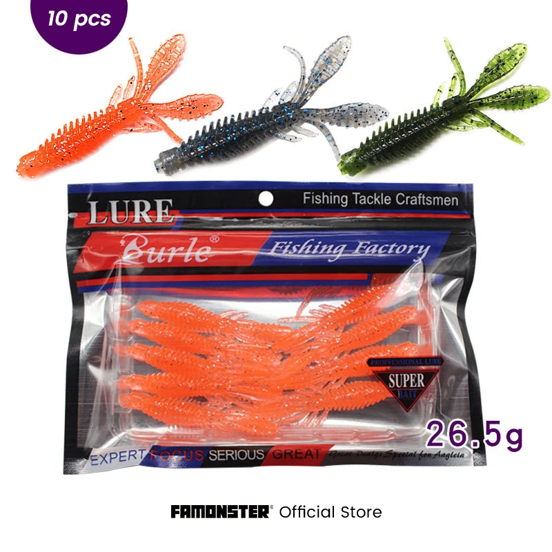 FAMONSTER Soft Fishing Lure Shrimp Bait Salt smell Artificial Bas Silicone Swimbait Worm Versatility lurre cebos pesca accessori