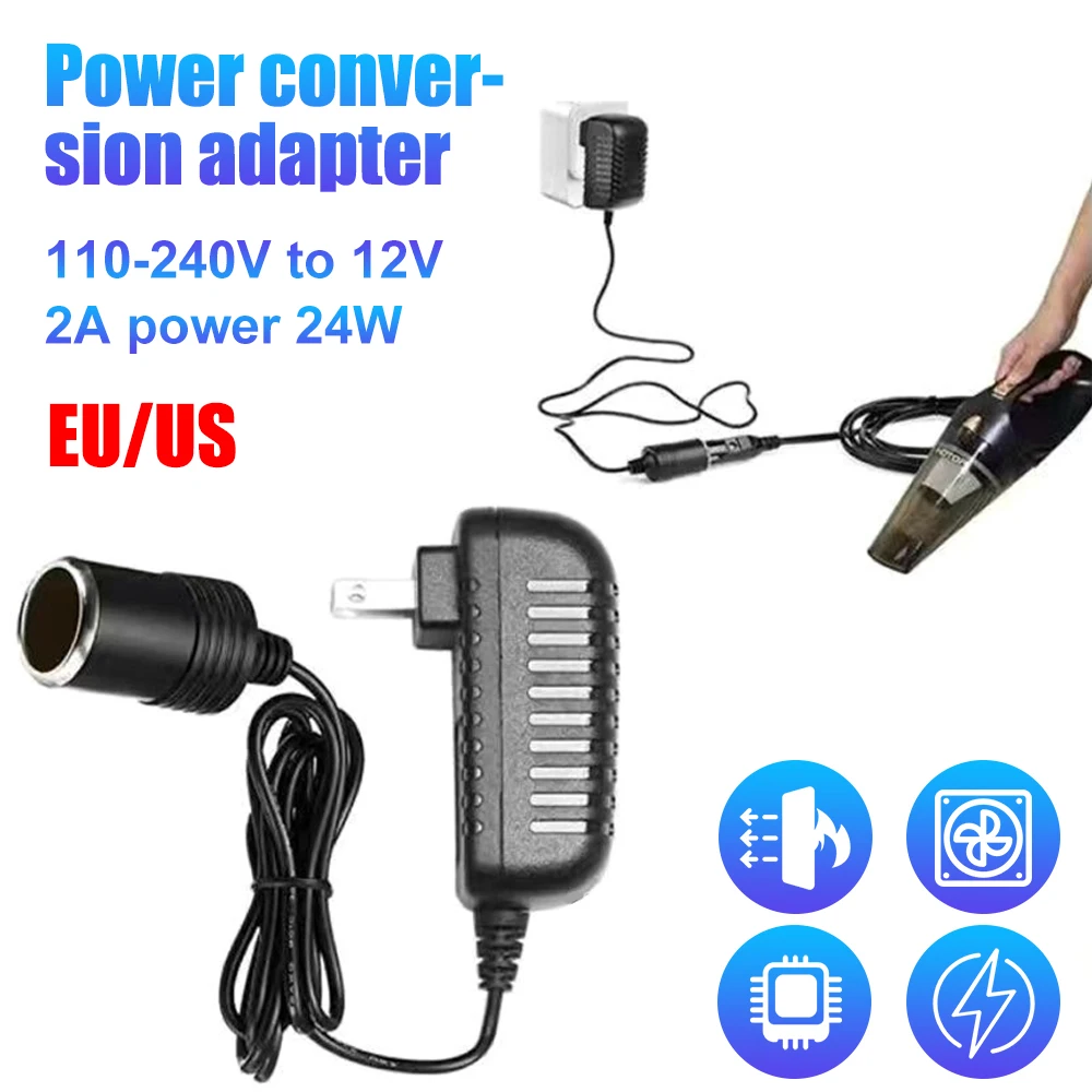 Car Power Adapter AC 110V-240V to DC 12V 2A Converter Cigarette Lighter Socket AC/DC Transformer US EU Plug Car Accessories