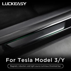 For Tesla Model 3 2021-2023 Car Threshold Bar Magnetic Induction LED Luminous Illuminated Welcome Pedal Model Y Auto Accessories