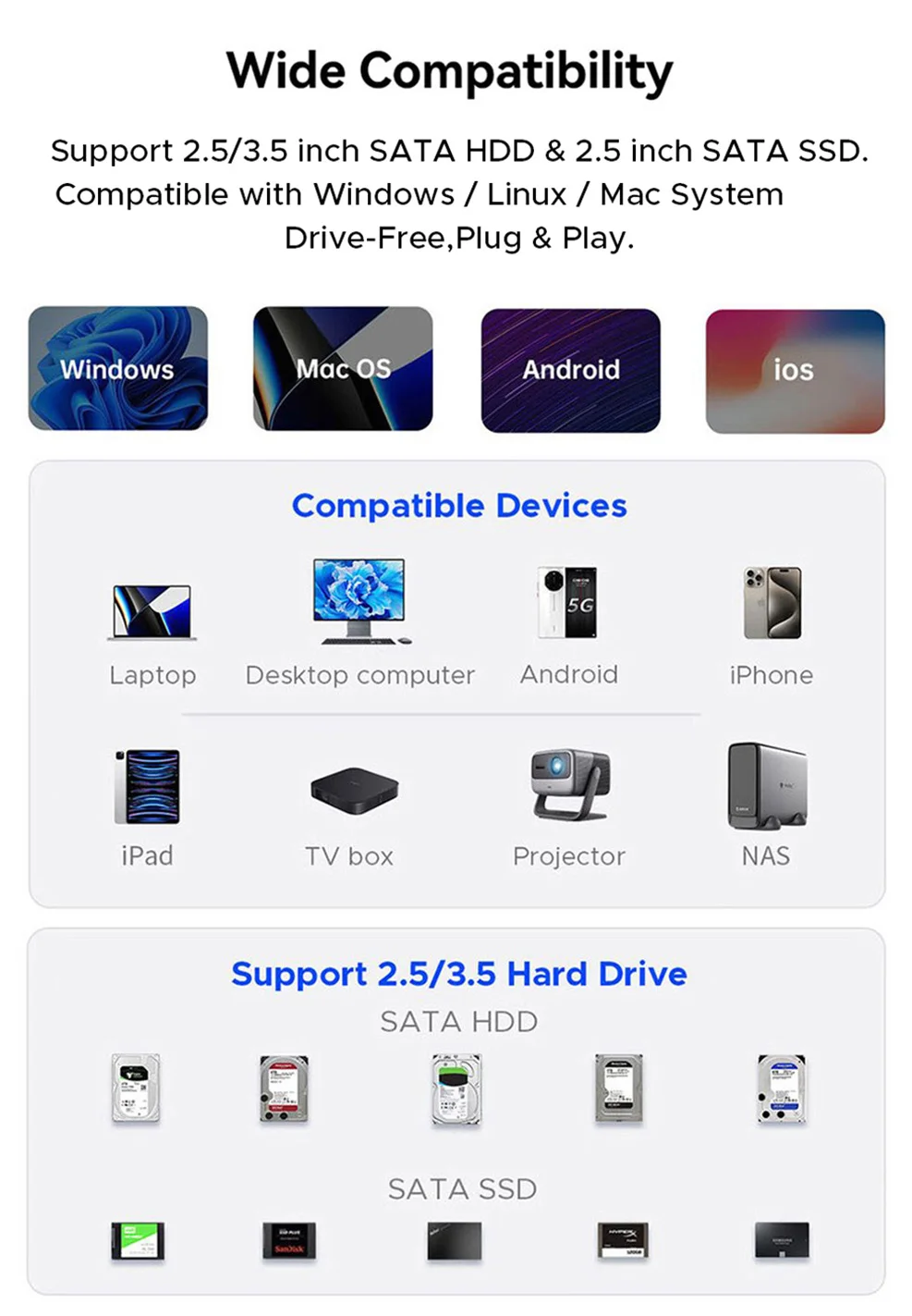 Yottamaster Dual Bay RAID Hard Drive Enclosure 10Gbps Type C 5Gbps USB 3.0 DAS 2.5/3.5