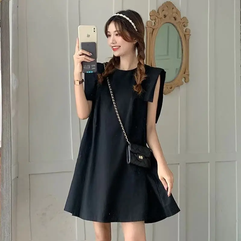 

Summer New Sweet Fresh Design Dress Women Round Neck Loose Sleeveless Dress