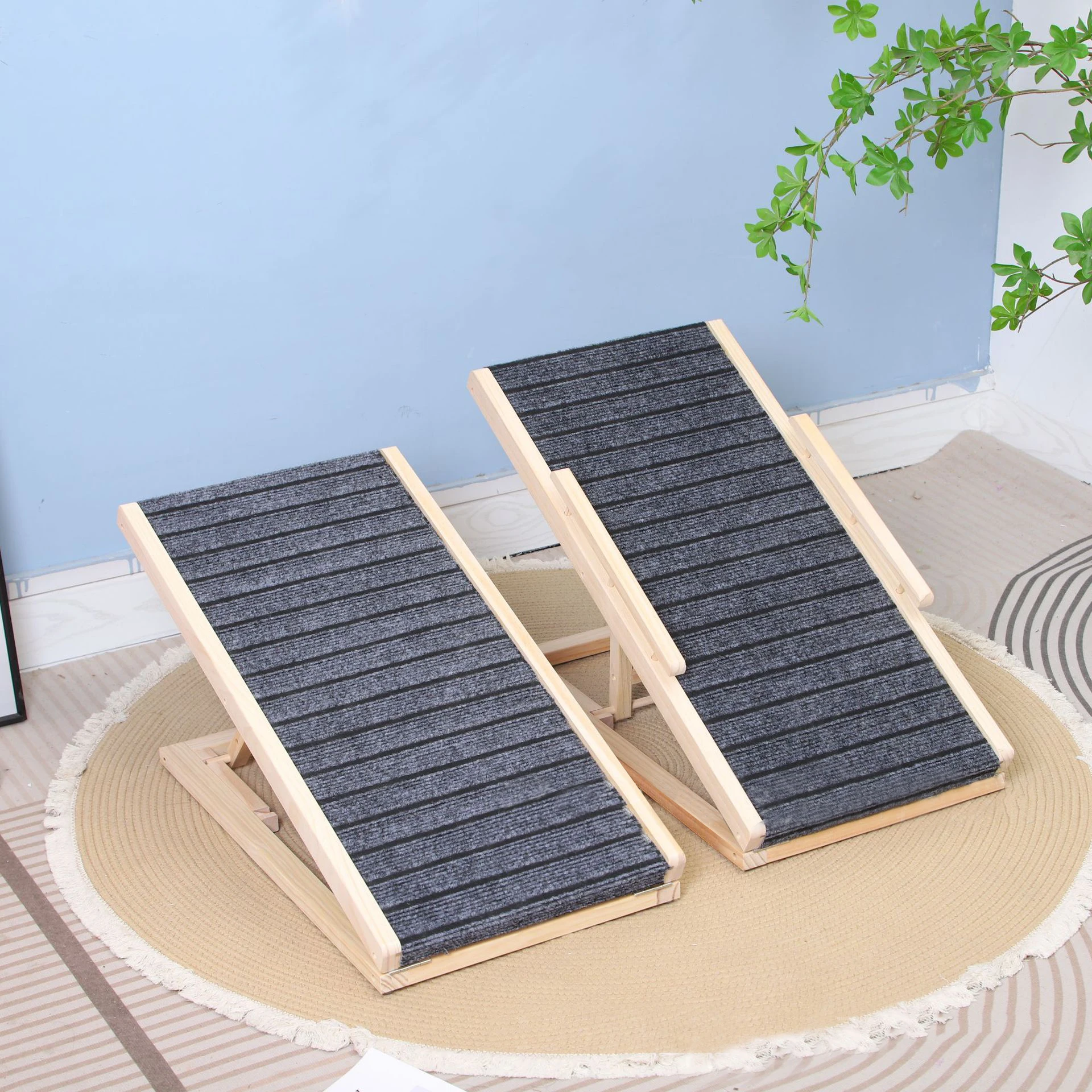 

Pet stairs dog cat ladder on the bed sofa climbing frame small dog elderly dog solid wood slope ladder