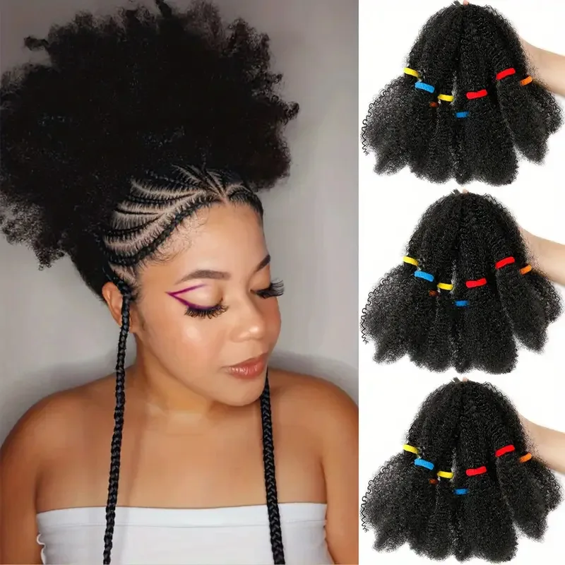 

Синтетические волосы для афро-косичек, кудрявые, волнистые, 12 дюймов/пучок, Marley Bouncy Curly Hair Braids для чернокожих женщин.