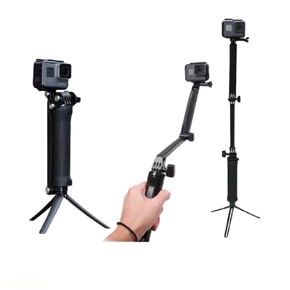 Foldable 3-Way Adjustable Arm Selfie Stick & Tripod for Action Camera Adjustable Anti-slip Handle NA181S