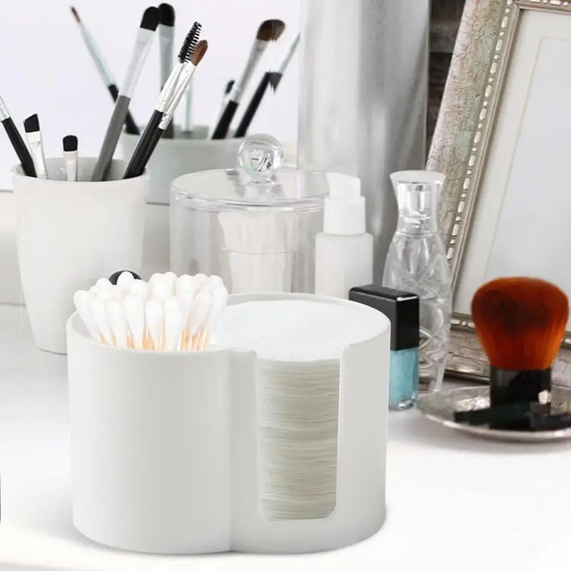 Cotton Swab Holder Makeup Organizer Floss Container Cotton Rounds Dispenser Double Hole Cotton Pad Dispenser Pick Holder