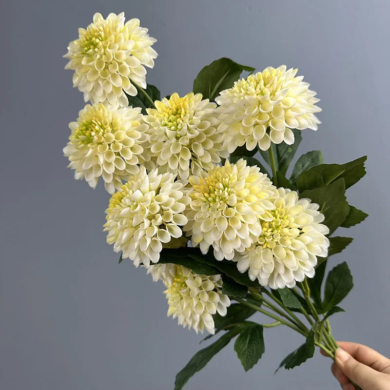 5 Stück Künstliche Dahlien-Zweige, Plastik-Kunstblumen, Hochzeit Rosa Dahlie, Grüne Pflanze, Simulationsblume, Auditorium-Dekoration – Detail 8
