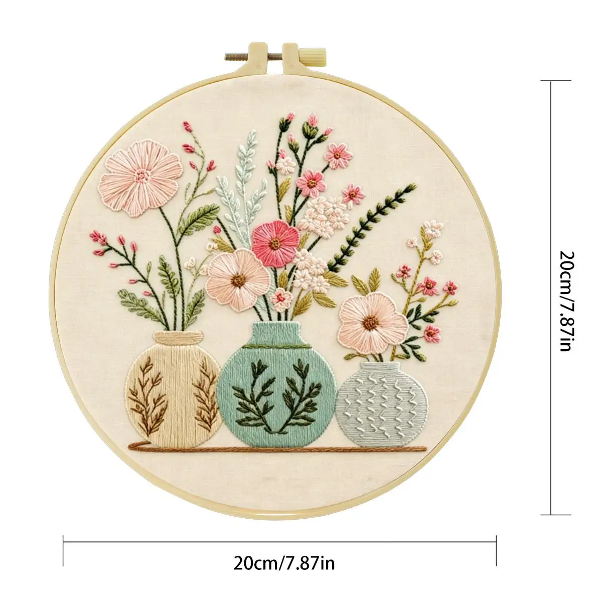 1 Stück 20x20cm/15x15cm 7,87/6,3 Zoll Vase Stickerei Starter-Kit DIY-Kit DIY-Stickerei-Set Handarbeits-Set für Anfänger – Detail 2