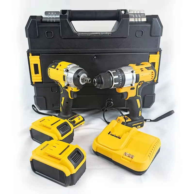 Kit trapano elettrico senza spazzole a batteria portatile 21v 24V Batteria al litio di eccellente potenza per strumenti di lavorazione del legno fai da te domestici OEM