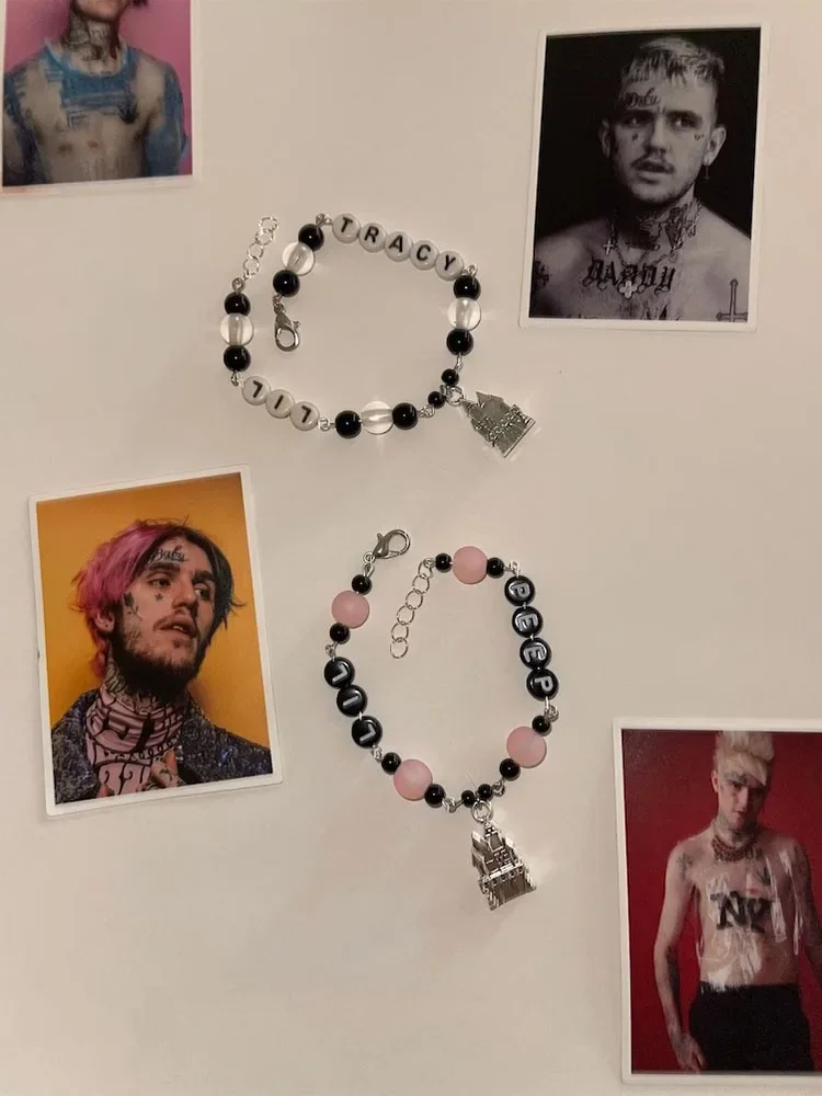 lil peep Lil Tracy themed duo bracelets- relationship bracelets handmade