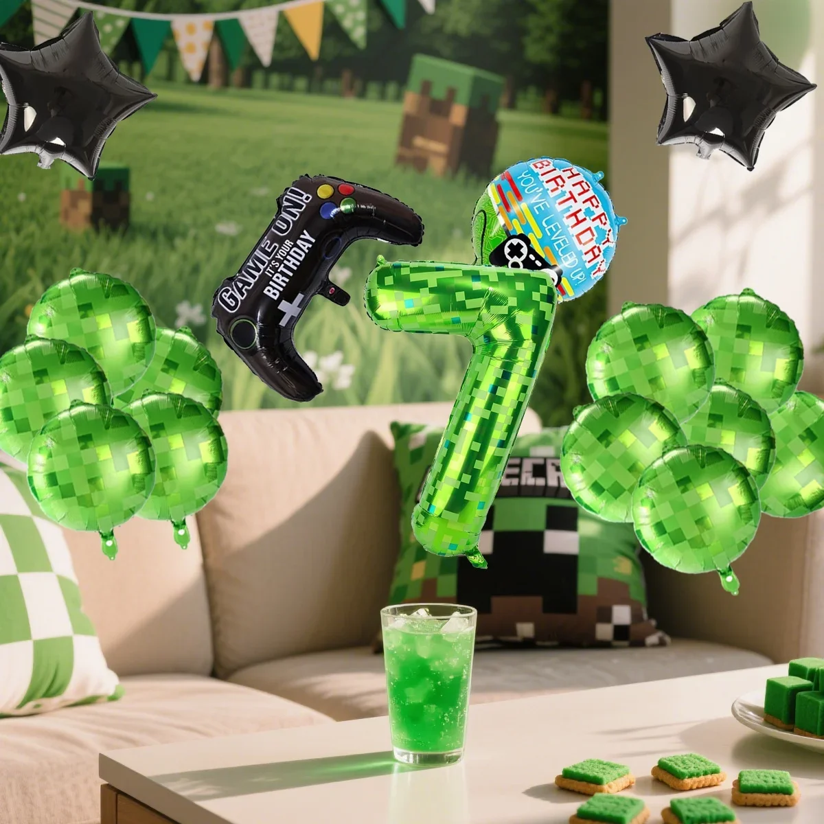 7 قطعة لعبة غمبد موضوع بالون عيد ميلاد مجموعة 40 بوصة بالون رقمي 0-9 لعبة وحدة التحكم على شكل بالون حفلة عيد ميلاد الديكور #6