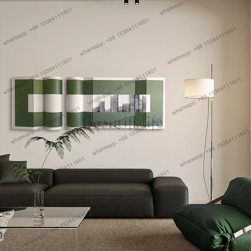 LJY Nordic sofa background wall decorative painting 5D three-dimensional leather installation painting