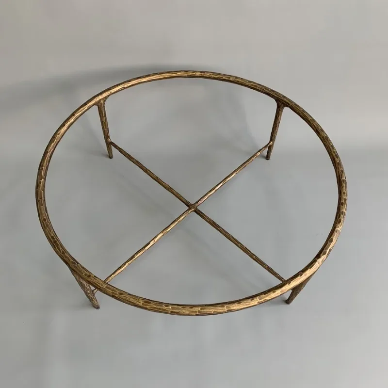 طاولة قهوة لغرفة المعيشة الفاخرة الأمريكية الخفيفة فيلا نموذج فندق غرفة مصمم عالية الإحساس RH معيشة حديدية مزورة