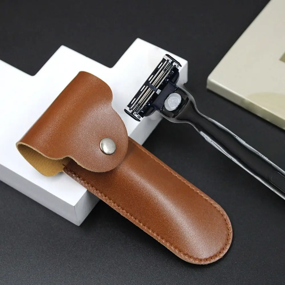 

Manual Double Edge Safety Razor Case PU Leather Razor Case Travel Portable Razor Case