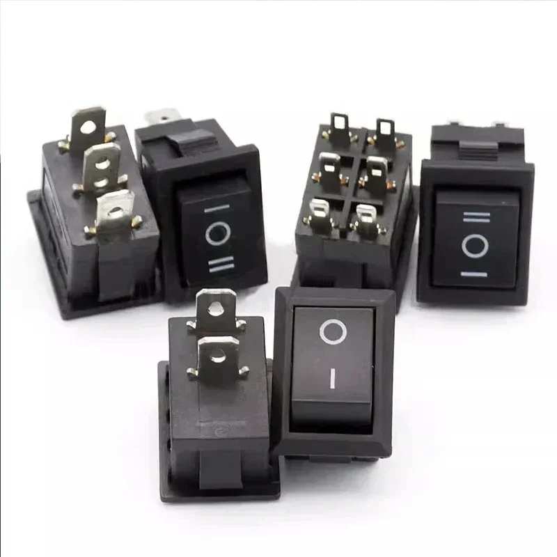 10/500/10000pcs KCD1 Boat Car Rocker Switch 6A/250V 10A/125V AC With Red Green Light Switch 2/3/4Pin 21*15mm on off on