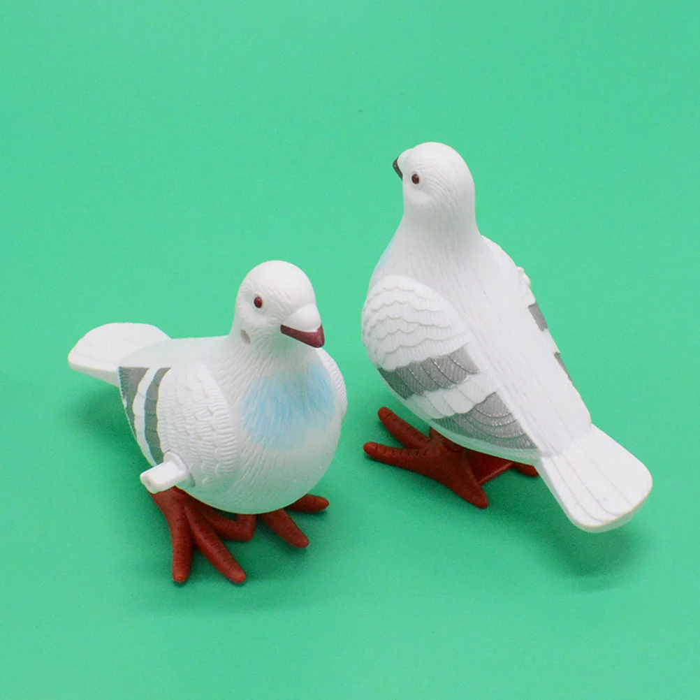 4 Pcs Clockwork Pigeon Funny Playthings Kids Toys Small Animals Boy White Wind up Plastic for Cartoon