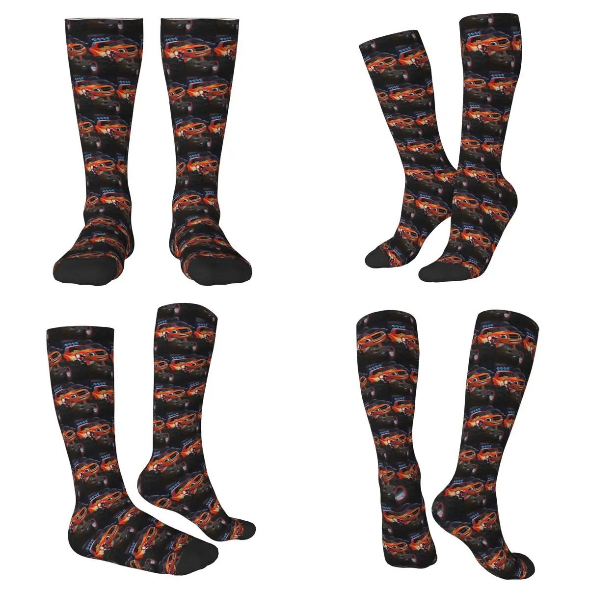 

All Seasons Blaze And The Monster Machines 4 Socks Harajuku Sport Middle Tube Socks Soft Casual Stockings for Men Women