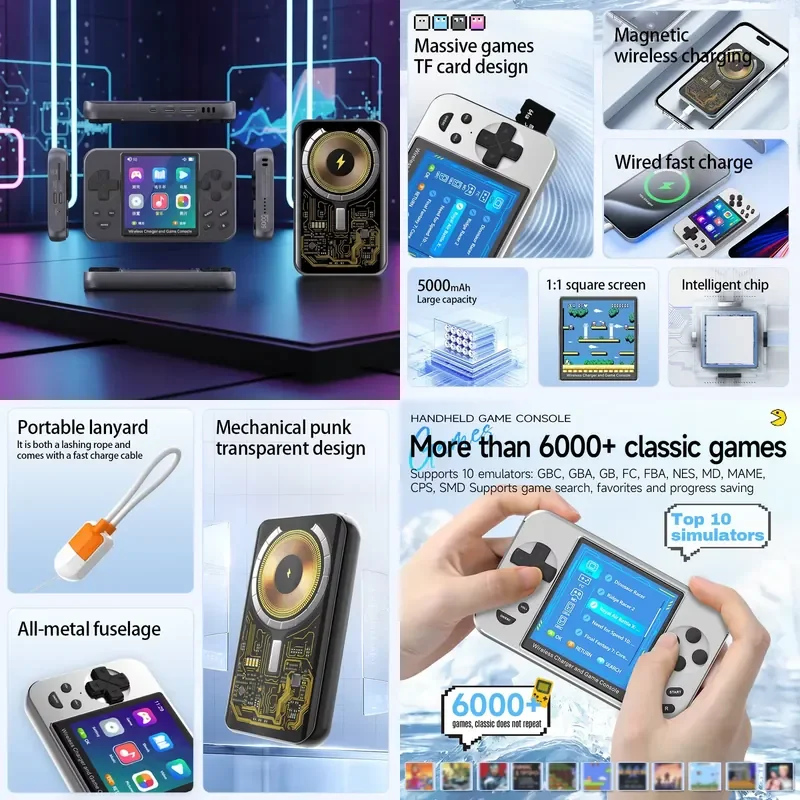 L9 retro handheld video game console 5000mA mobile power supply 2 in 1 supports MP4 MP3 picture and e-book playback Wired