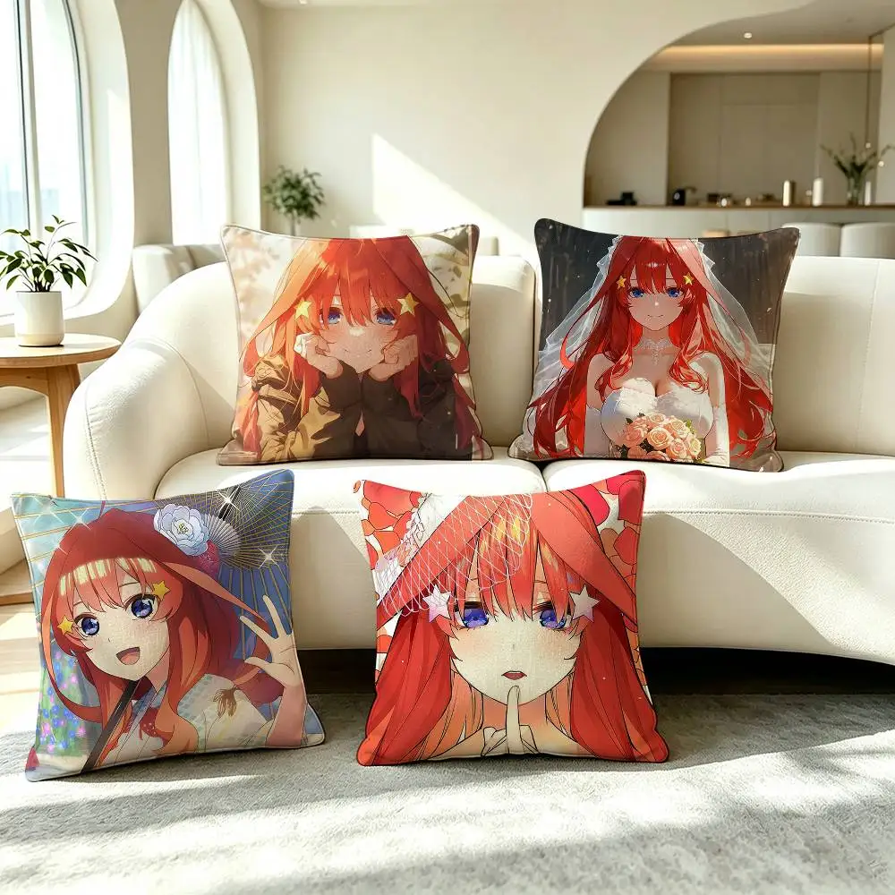 The Quintessential Quintuplets Itsuki Nakano Pillow Case Square Double-Sided Sofa Cushion Cover Bedroom Bedside Pillow
