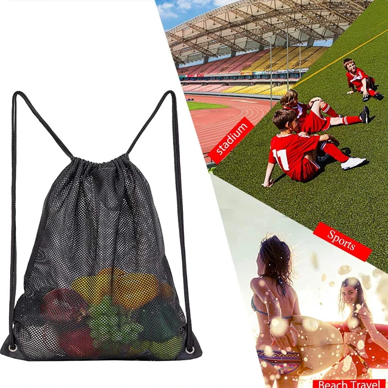 Mesh Drawstring Backpack Bags Multifunction Ventilated Bag for Soccer Ball Gym Sports Equipment Outdoor Bags