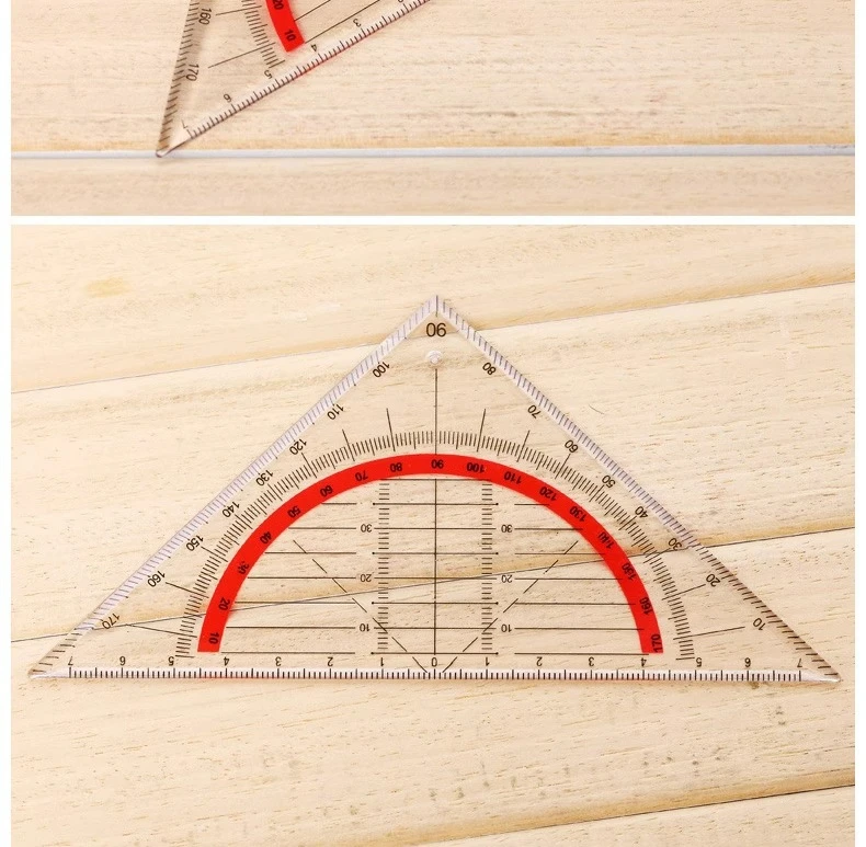 2PCS Multi-function Square Triangle Scale Engineering Ruler Mathematics Teaching Aids Stationery Protractor Measurement Rulers