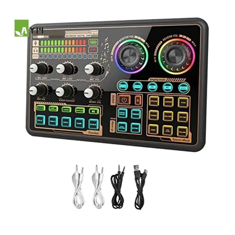 

AY14 -Sound Effects Board Audio Interface Plastic For PC Microphone, Audio Mixer For Karaoke, Gaming