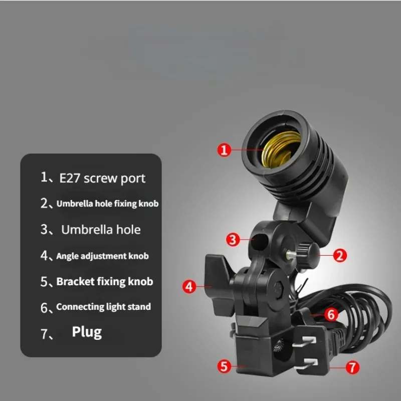 E27 Single Head Bulb Holder E27 Socket Flash Umbrella Bracket Photo Lighting Bulb Holder For Photography Studio Accessories