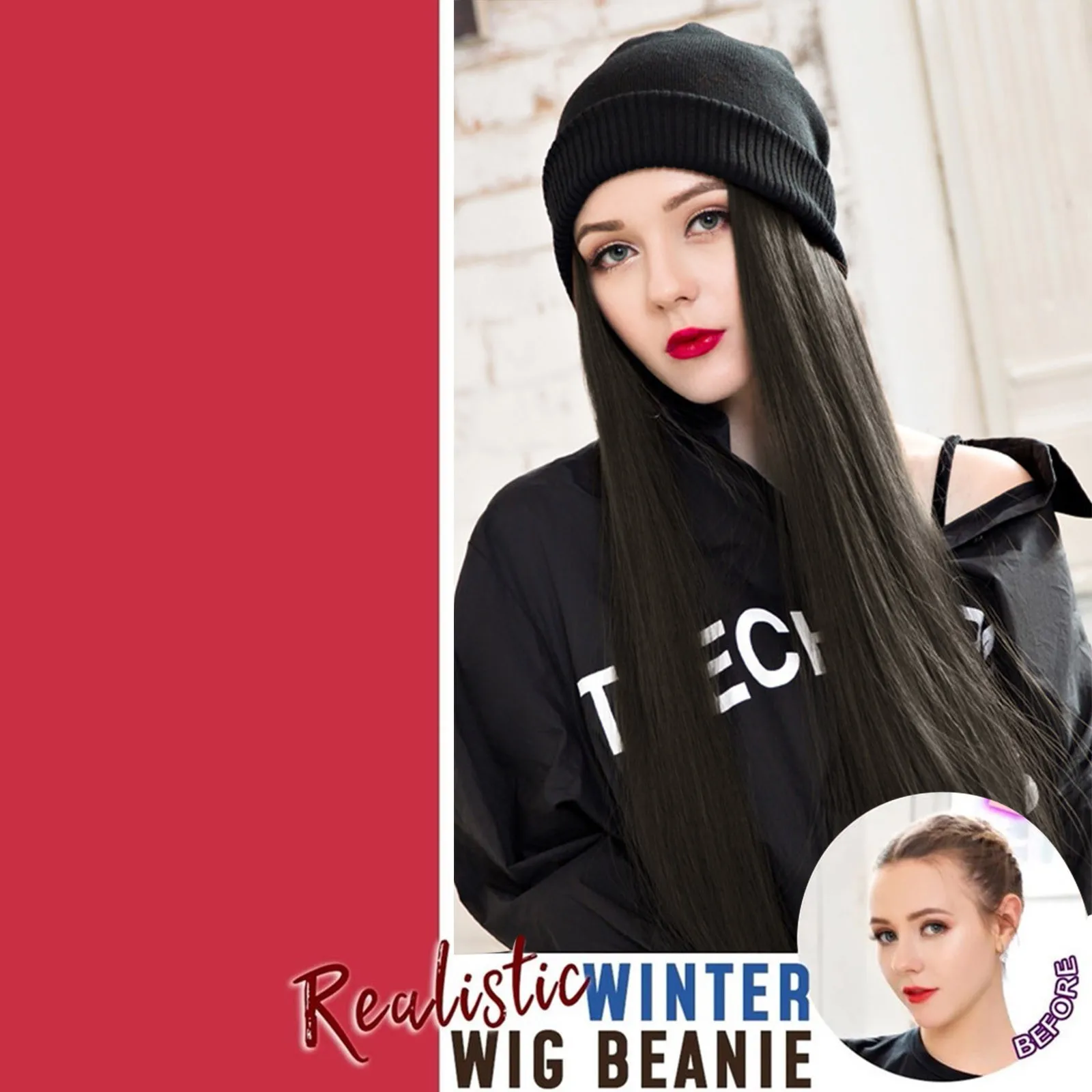 Women Caps Cap Long Casual Hat Hats Wig Winter Hooded Hair with Straight Wig Wig wig Wet And Wavy